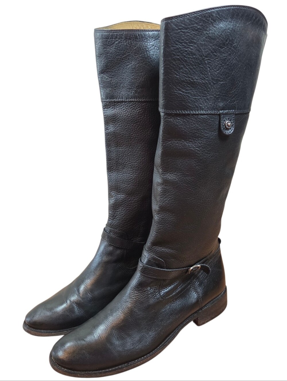 Frye Shirley Rivet Tall Leather Riding Equestrian Black Boot Size 9.5 Moto Biker